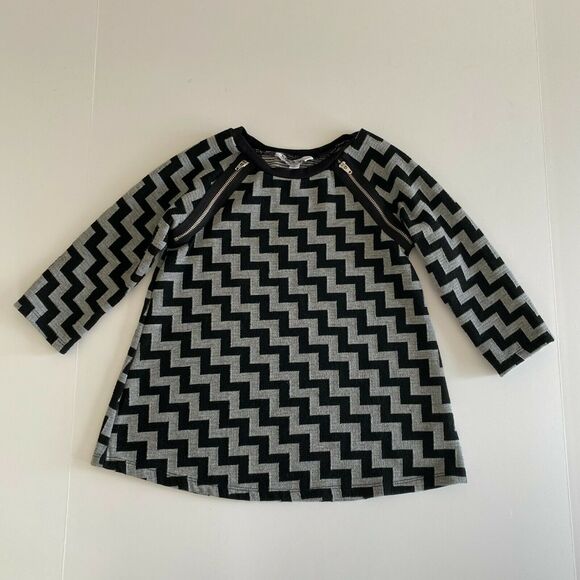 Pippa And Julie Girls Black Gray Chevron Zipper Raglan Sleeve Blouse Top 7 - Picture 1 of 8